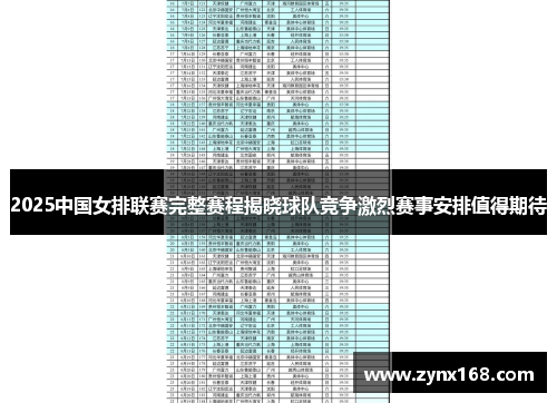 2025中国女排联赛完整赛程揭晓球队竞争激烈赛事安排值得期待